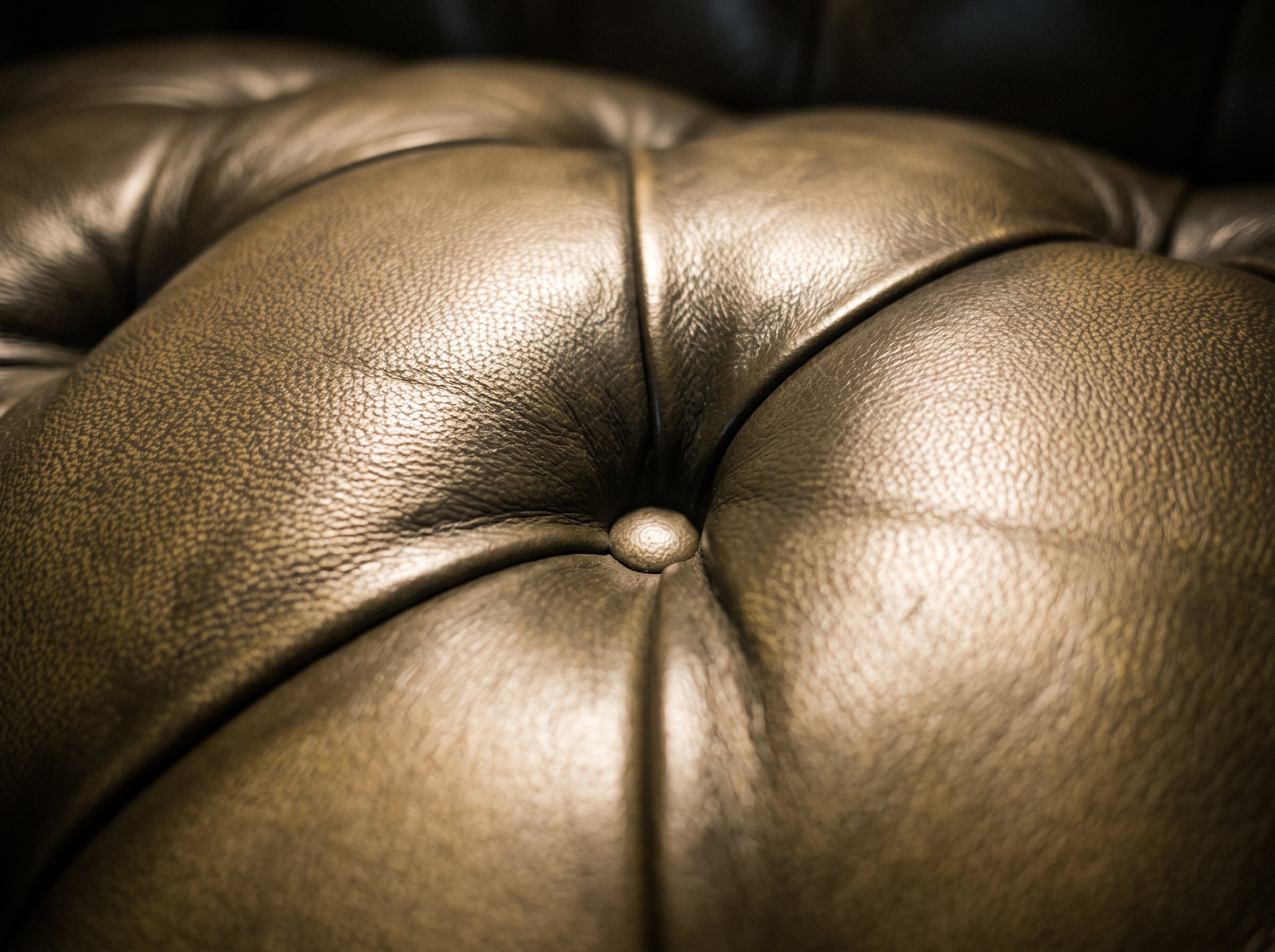 Detail von tiefem Chesterfield-Leder in HAUS 23